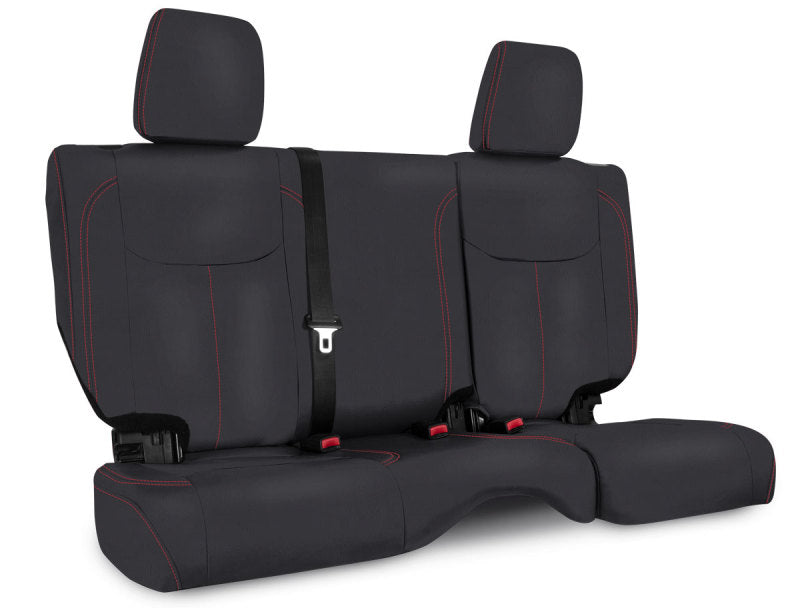 PRP 13-18 Jeep Wrangler JKU Rear Seat Cover/4 door - Black with Red Stitching B024-01