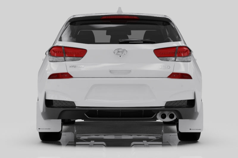 Rally Armor 2019+ Hyundai Elantra N Line UR Black Mud Flap w/ Performance Blue Logo - eliteracefab.com