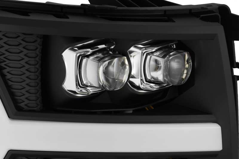 AlphaRex 07-13 Chevy 1500HD NOVA LED Proj Headlights Plank Style Matte Blk w/Activ Light/Seq Signal - eliteracefab.com