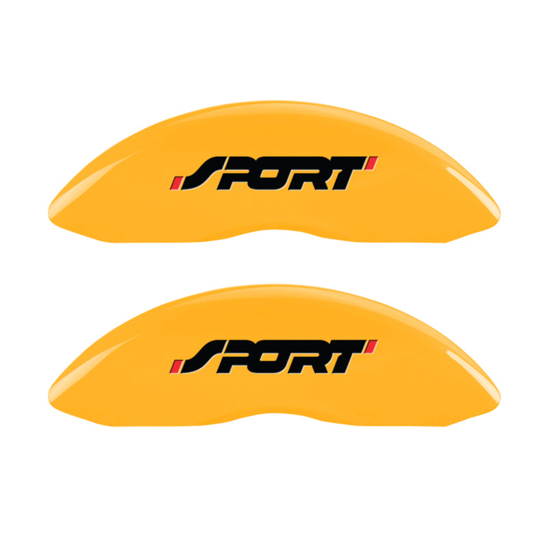 MGP 4 Caliper Covers Engraved Front & Rear No bolts/Sport Yellow finish black ch MGP