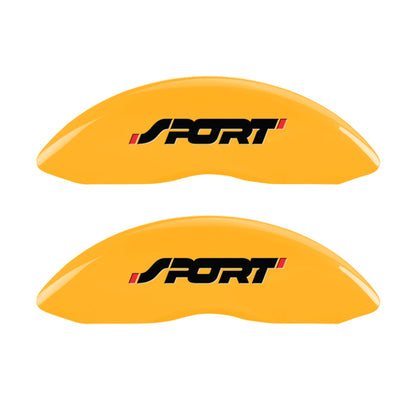 MGP 4 Caliper Covers Engraved Front & Rear No bolts/Sport Yellow finish black ch MGP