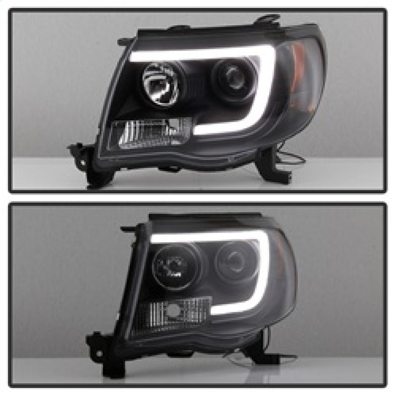 Spyder Toyota Tacoma 05-11 Projector Headlights - Light Bar DRL - Black PRO-YD-TT05V2-LB-BK - eliteracefab.com