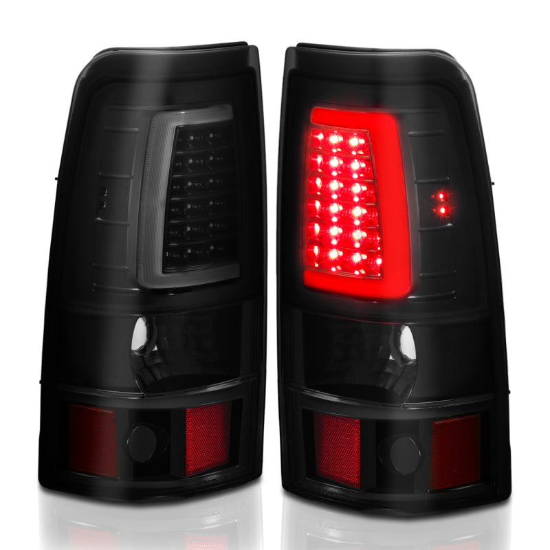 ANZO 1999-2002 Chevy Silverado 1500 LED Taillights Plank Style Black w/Smoke Lens - eliteracefab.com