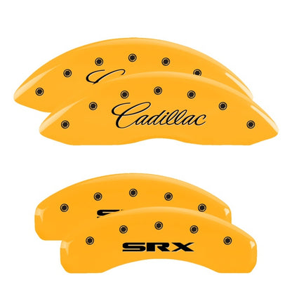 MGP 4 Caliper Covers Engraved Front Cadillac Rear SRX Yellow Finish Black Char 2010 Cadillac SRX MGP