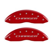 Load image into Gallery viewer, MGP 4 Caliper Covers Engraved Front &amp; Rear Block/Charger Red finish silver ch MGP