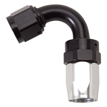 Load image into Gallery viewer, Russell Performance -8 AN Black/Silver 120 Degree Tight Radius Full Flow Swivel Hose End