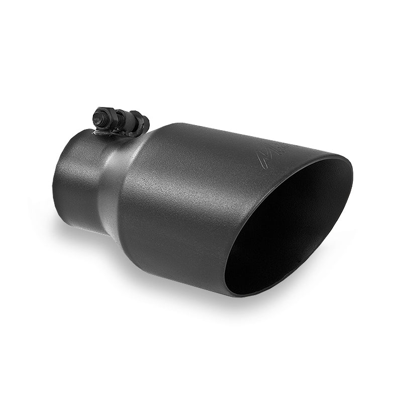 MBRP Universal 4in OD Dual Wall Angled 2.5in Inlet 8in Lgth Exhaust Tip - Black - eliteracefab.com
