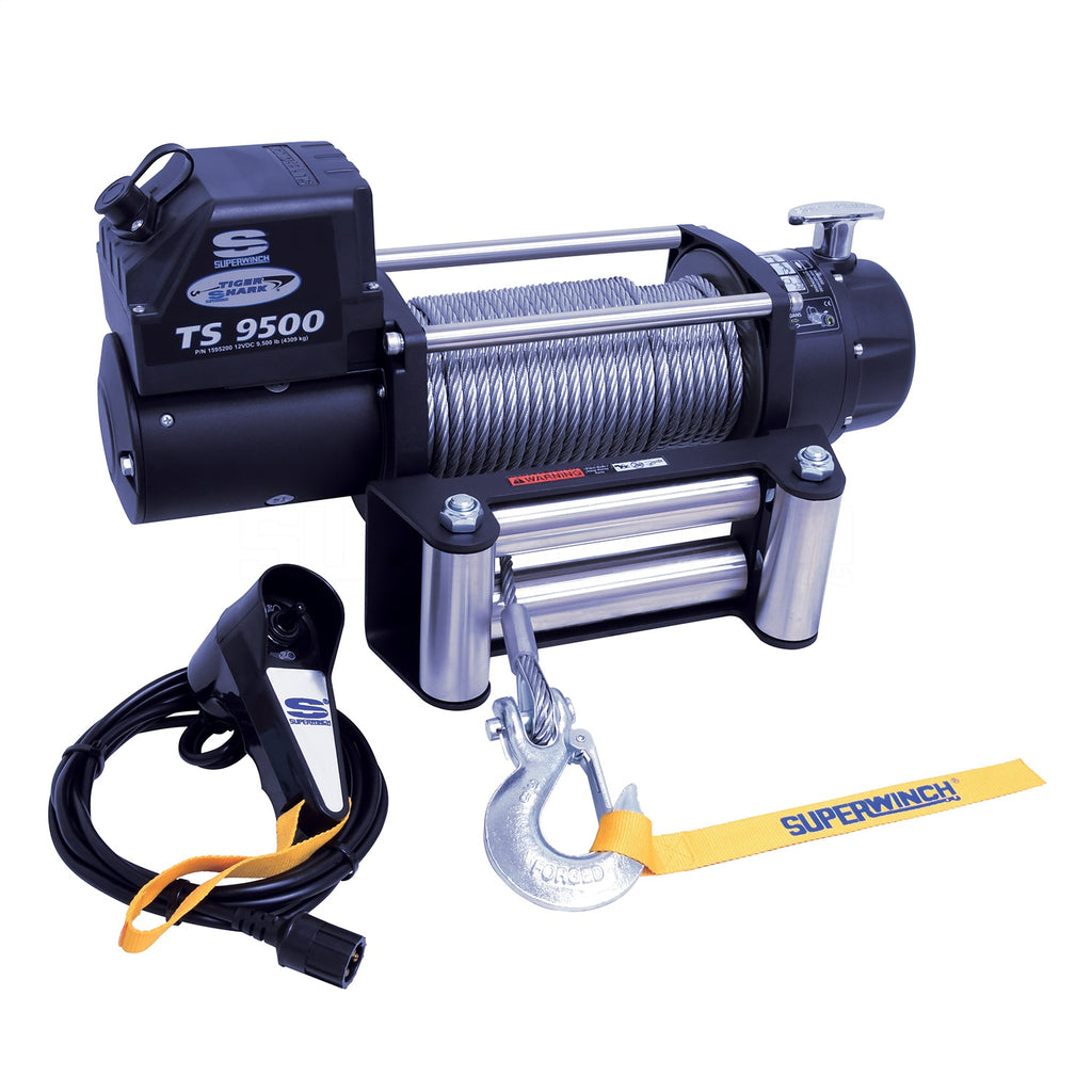 Superwinch 9500 LBS 12 VDC 11/32in x 95ft Steel Rope Tiger Shark 9500 Winch - eliteracefab.com