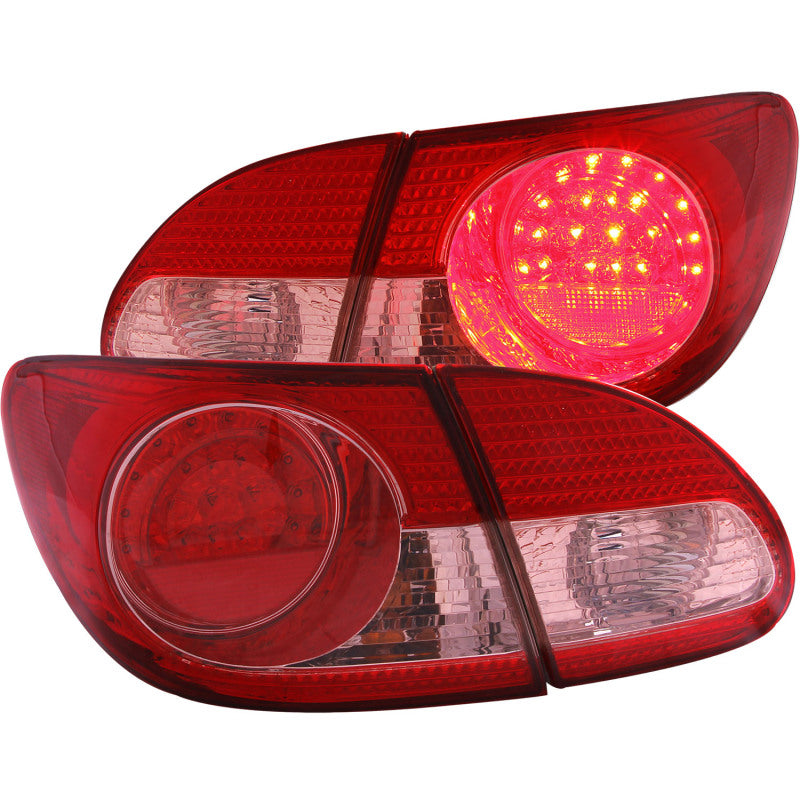ANZO USA Toyota Corolla Led Taillights Red Clear 4pc; 2003-2008 - eliteracefab.com