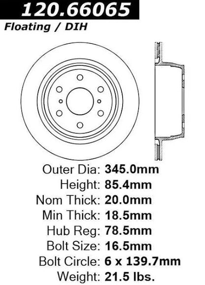 CENTRIC C-TEK STANDARD BRAKE ROTOR – REAR, 121.66065 - eliteracefab.com