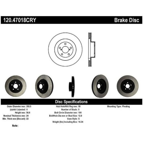 STOPTECH 02-10 WRX FRONT CRYO-STOP ROTOR, 120.47018CRY - eliteracefab.com