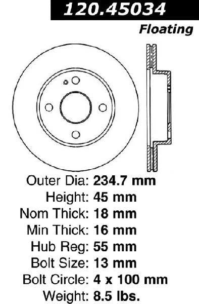 CENTRIC 89-93 MAZDA MIATA MX-5 FRONT PREMIUM BRAKE ROTOR, 120.45034 - eliteracefab.com