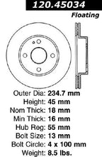 Load image into Gallery viewer, CENTRIC 89-93 MAZDA MIATA MX-5 FRONT PREMIUM BRAKE ROTOR, 120.45034 - eliteracefab.com