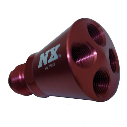 Nitrous Express 4 Port Showerhead Distribution Block with6AN Inlet - Red