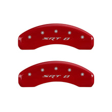 Load image into Gallery viewer, MGP 4 Caliper Covers Engraved Front &amp; Rear SRT8 Red finish silver ch MGP