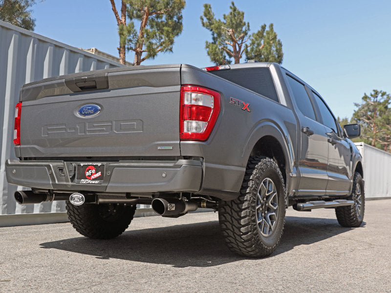 aFe Vulcan 3in 304 SS Cat-Back Exhaust 2021 Ford F-150 V6 2.7L/3.5L (tt)/V8 5.0L w/ Black Tips aFe
