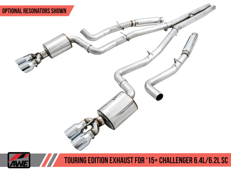 AWE Tuning 2015+ Dodge Charger 6.4L/6.2L SC Non-Resonated Touring Edition Exhaust - Silver Tips - eliteracefab.com