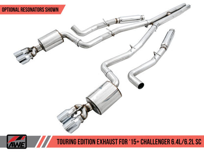 AWE Tuning 2015+ Dodge Charger 6.4L/6.2L SC Non-Resonated Touring Edition Exhaust - Silver Tips - eliteracefab.com