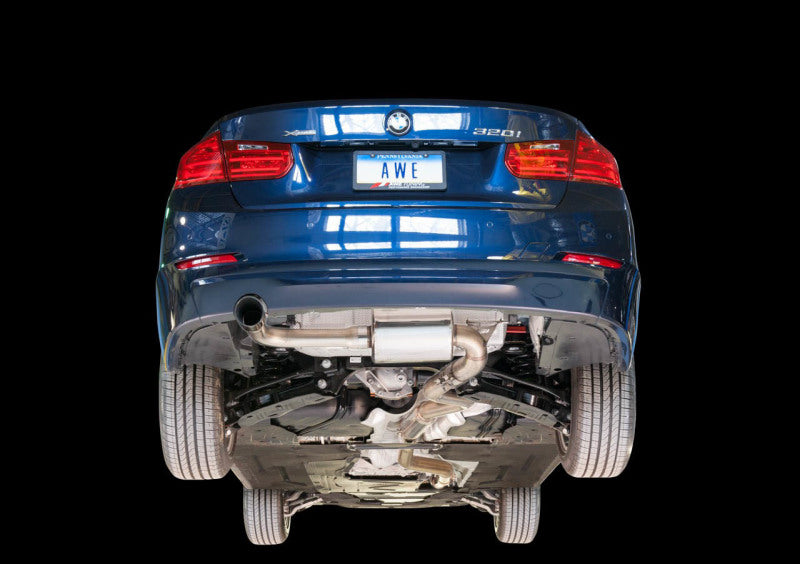 AWE Tuning BMW F30 320i Touring Exhaust &amp; Performance Mid Pipe - Chrome Silver Tip (102mm) AWE Tuning