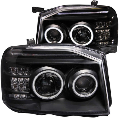 ANZO USA Nissan Frontier Projector Headlights W/ Halo Black Ccfl; 2001-2004 - eliteracefab.com