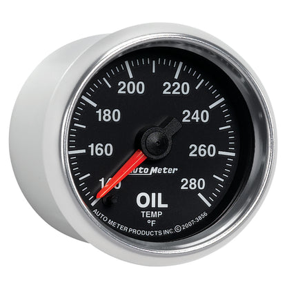 Autometer GS Series 2-1/16in Oil Temperature Gauge 140-280 Degrees Electric Full Sweep 3856