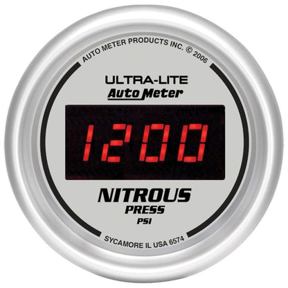 Autometer Ultra-Lite 2-1/16in 1600 PSI Digital Nitrous Pressure Gauge - Silver 6574