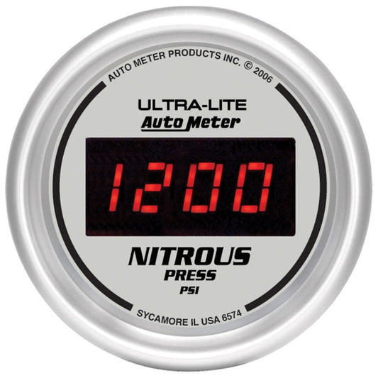 Autometer Ultra-Lite 2-1/16in 1600 PSI Digital Nitrous Pressure Gauge - Silver 6574