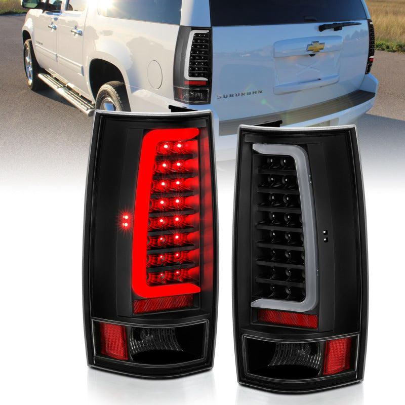 ANZO 2007-2014 Chevy Tahoe LED Taillight Plank Style Black w/Clear Lens - eliteracefab.com