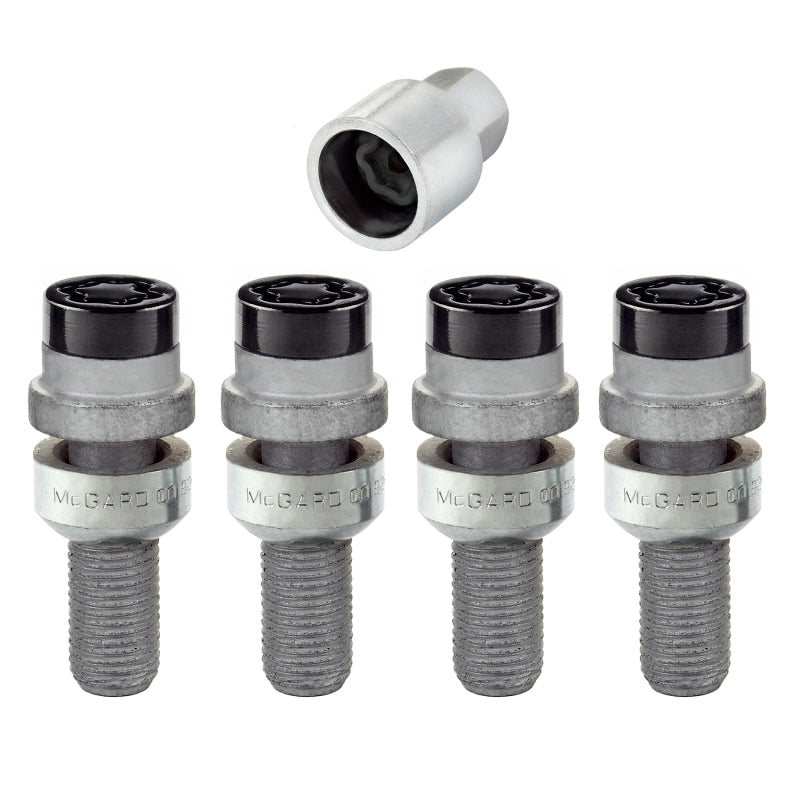 McGard Wheel Lock Bolt Set - 4pk. (Radius Seat) M14X1.5 / 17mm Hex / 28.2mm Shank Length - Black - eliteracefab.com