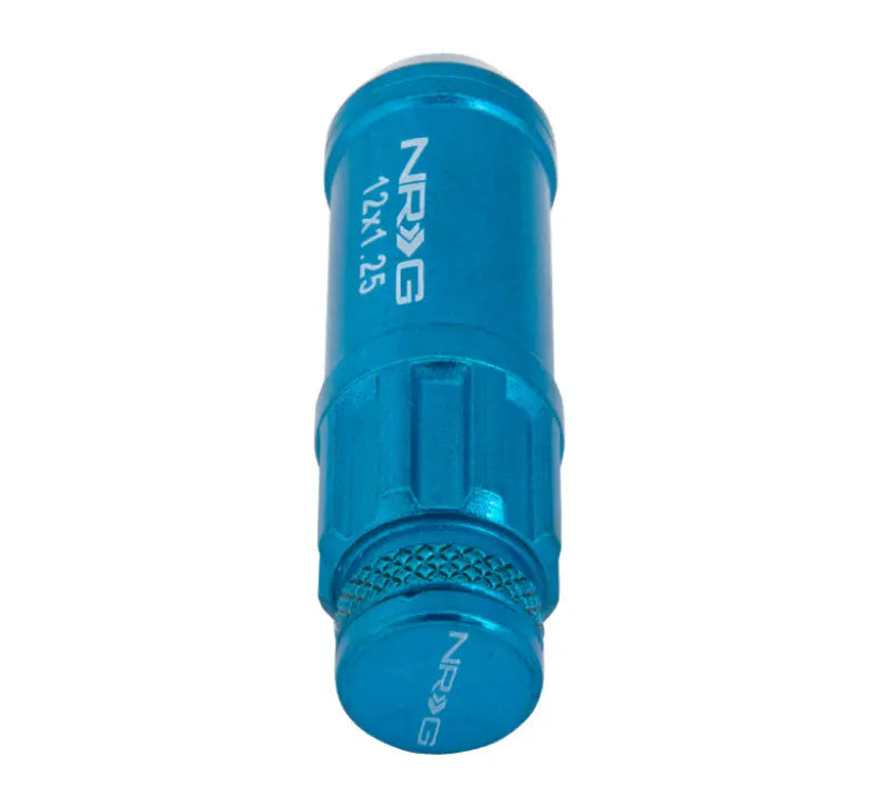 NRG 700 Series M12 X 1.25 Steel Lug Nut w/Dust Cap Cover Set 21 Pc w/Locks & Lock Socket - Blue - eliteracefab.com