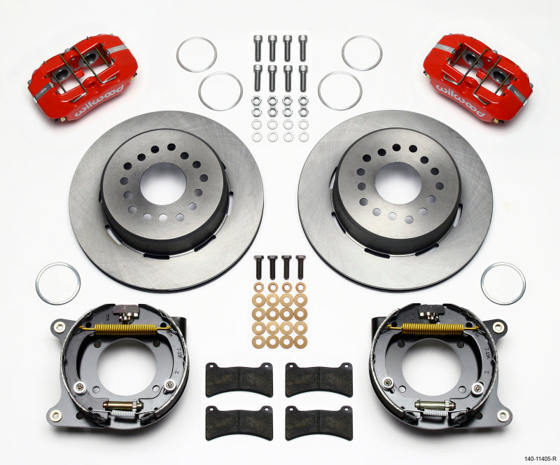 Wilwood Dynapro Low-Profile 11.00in P-Brake Kit - Red 55-57 Chevy 2.34in Offset Wilwood