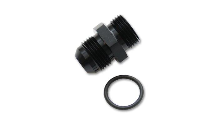 Vibrant -8AN Male Flare to 4AN ORB Male Straight Adapter w/O-Ring - Anodized Black - eliteracefab.com