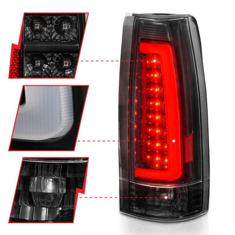 ANZO 1999-2000 Cadillac Escalade LED Taillights Black Housing Clear Lens Pair - eliteracefab.com