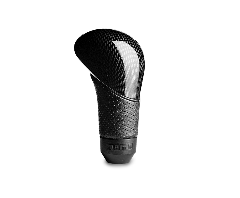 Momo Shadow Shift Knob - Black Airleather, Carbon Effect Insert - eliteracefab.com