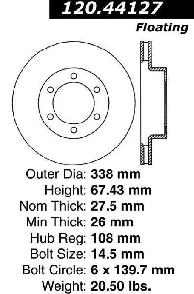 CENTRIC PERFORMANCE BRAKE ROTOR, 120.44127 - eliteracefab.com