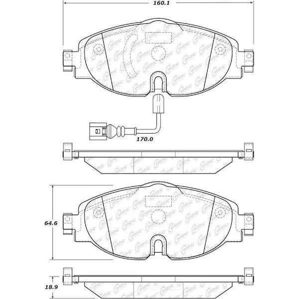 CENTRIC POSIQUIET 15-16 AUDI A3 FRONT BRAKE PADS, 105.17600 - eliteracefab.com