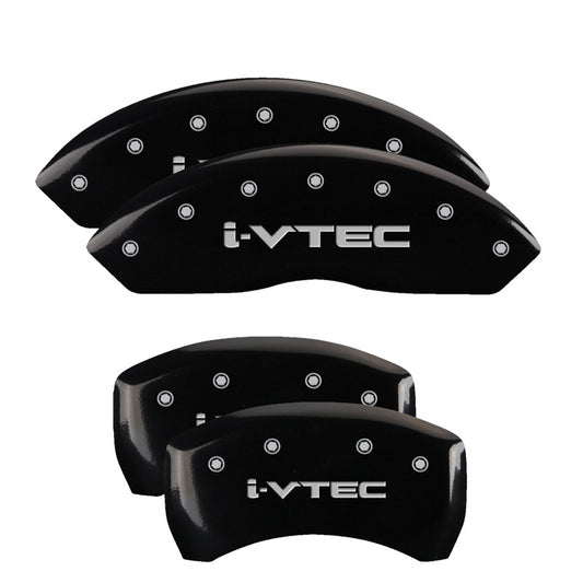 MGP 4 Caliper Covers Engraved Front & Rear i-Vtec Black finish silver ch MGP