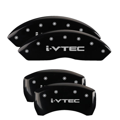 MGP 4 Caliper Covers Engraved Front & Rear i-Vtec Black finish silver ch MGP