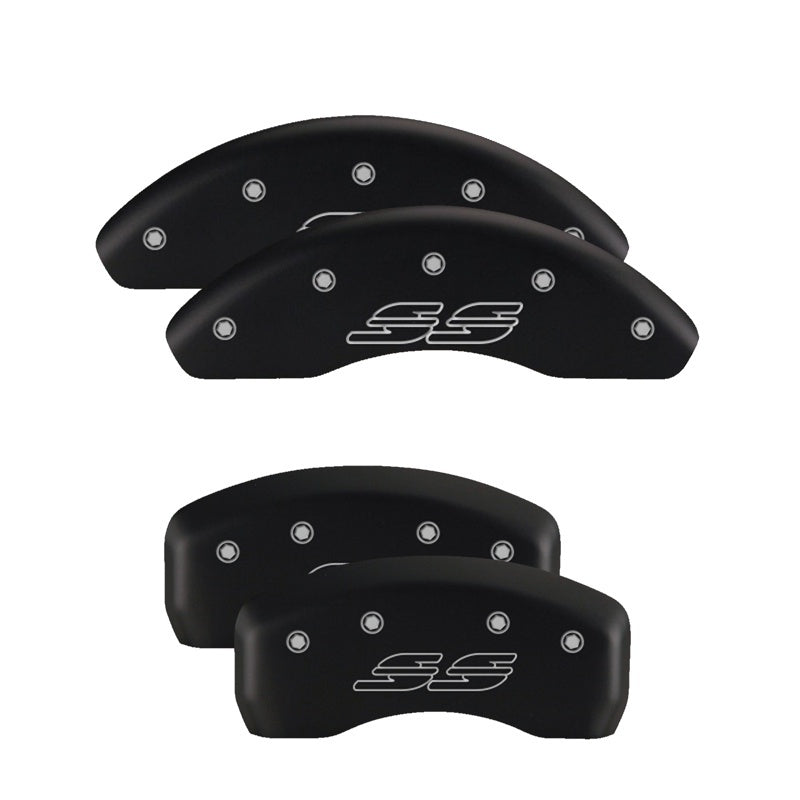 MGP Front set 2 Caliper Covers Engraved Front MGP Black finish silver ch MGP