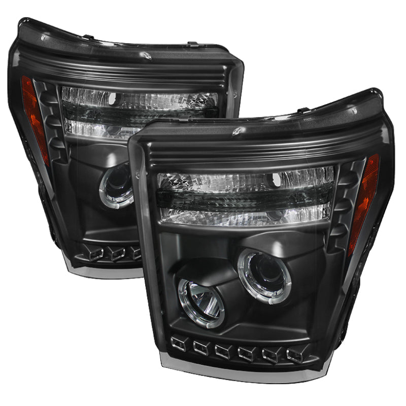 Spyder Ford Super Duty 11-15 Projector Headlights LEDHalo DRL Blk High H1 Low 9006 PRO-YD-FS11-HL-BK - eliteracefab.com