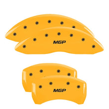 Load image into Gallery viewer, MGP 4 Caliper Covers Engraved Front &amp; Rear MGP Yellow finish black ch MGP