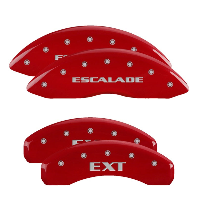 MGP 4 Caliper Covers Engraved Front Cadillac Engraved Rear ATS Red finish silver ch - eliteracefab.com