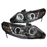 ANZO USA Honda Civic 4dr Projector Headlights W/ Halo Black Ccfl; 2006-2011