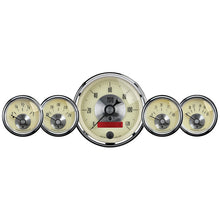 Load image into Gallery viewer, AutoMeter Gauge Kit 5 Pc. 3-3/8in. &amp; 2-1/16in. Elec. Speedo W/Lcd Odo Prestige Antq. Ivory