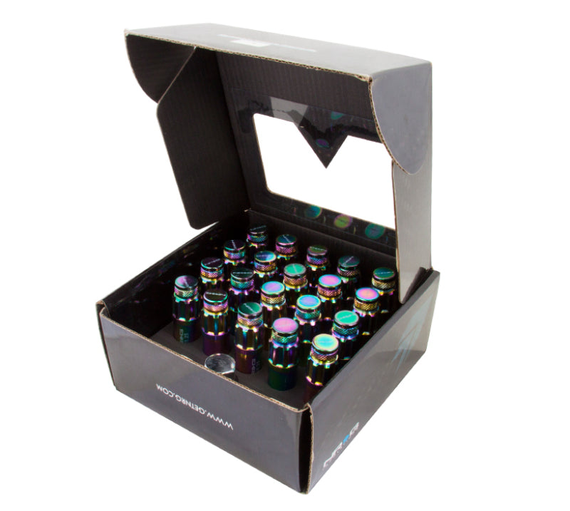 NRG 20-piece 700 Series M12 x 1.25 Steel Lug Nut and dust cap cover Set Neochrome plus lock socket - eliteracefab.com