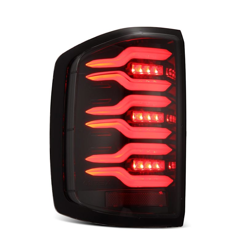 AlphaRex 620040 14-18 Chevy Silverado 1500 Luxx-Series LED Tail Lights Alpha-Black w/Activ Light/Seq Signal