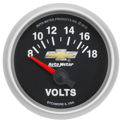 AutoMeter Gauge Voltmeter 2-1/16in. 18V Electric Chevy Gold Bowtie 880444