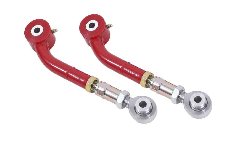 BMR 08-17 CHALLENGER UPPER TRAILING ARMS W/ ON-CAR ADJ. POLY/ROD ENDS - RED - eliteracefab.com