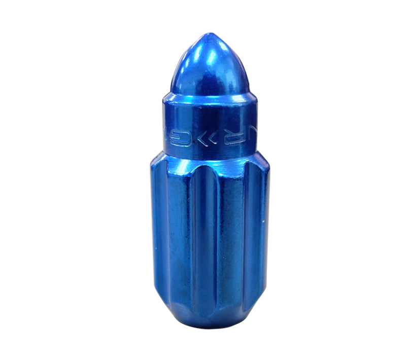 NRG 500 Series M12 X 1.5 Bullet Shape Steel Lug Nut Set - 21 Pc w/Lock Key - Blue - LN-LS500BL-21