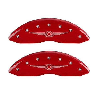MGP 4 Caliper Covers Engraved Front & Rear Style 1/Chrysler Wing Red finish silver ch MGP